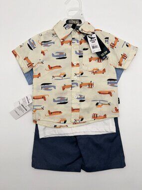 NWT American Hawk Boys 24M 3pc Plane Themed Outfit Set